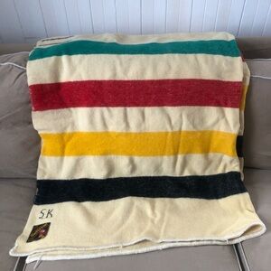 Vintage Trapper Point Wool 3.5 Point Wool Striped Multicolor Blanket